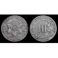 1852 Three Cent Silver, DDR-1, VF+ Details